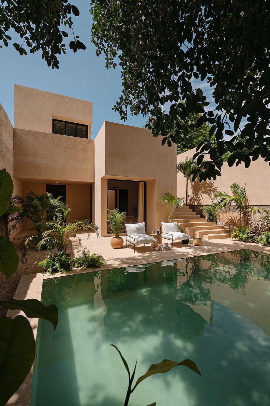 Mediterranean pool courtyard